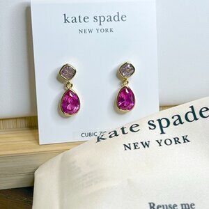 Kate Spade New York Bubbly Bezel Cubic Zirconia Stone Double Drop Earrings